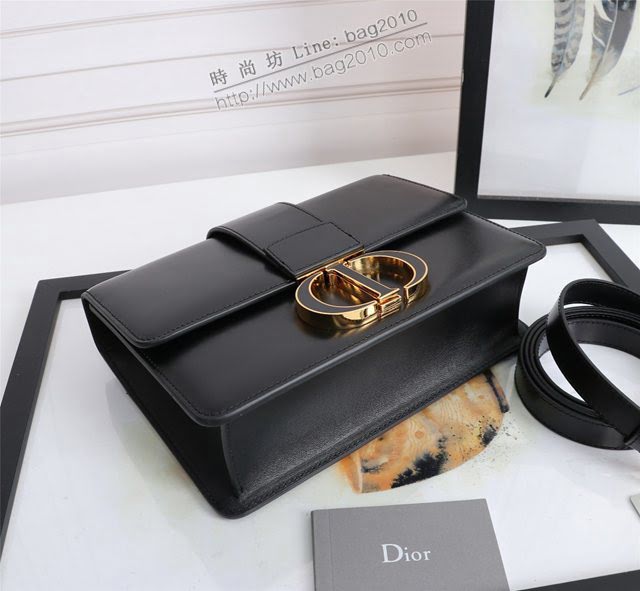 Dior女包 迪奧30 Montaigne平紋黑色琺瑯扣蒙田包 Dior肩背斜挎包  dfk1743